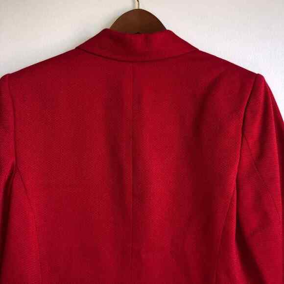 Pendleton Size 8 Blazer Jacket Red Textured Cotton Weave Career Work Preppy Fall - Picture 7 of 16